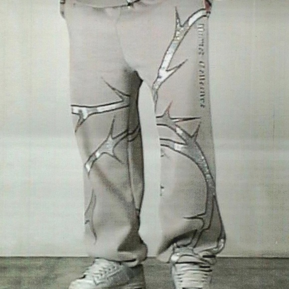 THORN RHINESTONE SWEATPANTS & ZIP HOODIE BONE SET - Picture 7 of 9